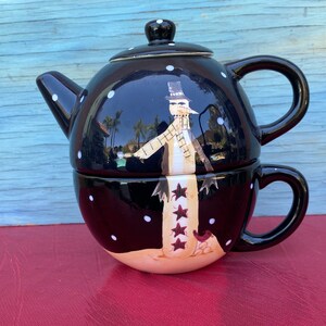 Snowman Stackable Teapot,CIC Snowman Teapot,Stackable Teapot,Black White Ceramic Teapot,Decorative Teapot,Large Teapot,Snowman Teapot