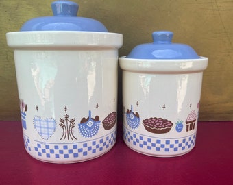 Hallmark Treasure Craft,Auntie EM'S Collections Canister,Set of 2  Canister,Collectible Canister,Made In the USA,Blue Cookie Jar