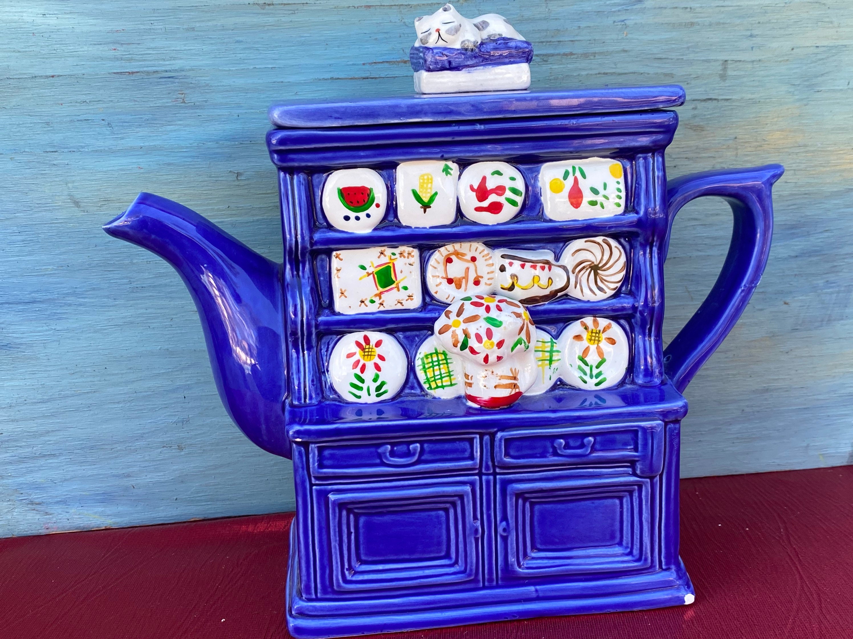 Beautiful Cabinet Teapot Cardinal Inc,blue Teapot,decorative