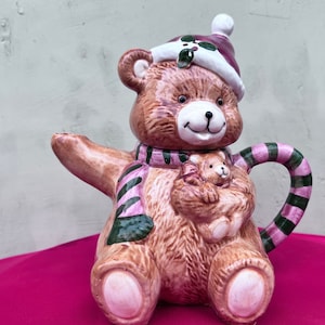 Vintage Teddy Bear Teapot,Christmas Teapot,Bear Teapot,Holiday Teapot,Christmas Teapot,Decorative Teapot,Teapot Figurine,Brown Teapot