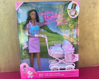 Rare Walking Barbie & Baby Krissy Doll: Collectible African American Doll (Original Box)