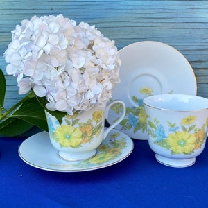 Ekco International Spring Bouquet Teacup & Saucer,Set of 2 items,Rare Drinkware,Vintage Tableware,Flroal Drinkware,Unique Drinkware