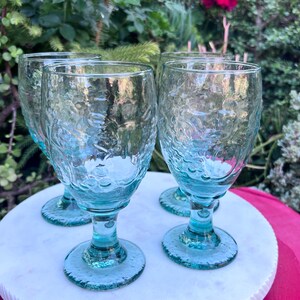 Libbey&#39;s Orchard Fruit Goblets Glasses,Green Glasses,Set of 4 Glasses,Green Drinkware,Rare Drinkware,Collectible Drinkware