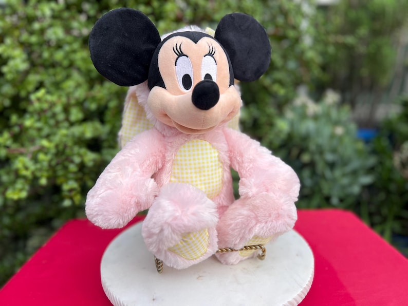 Easter Minnie Mouse Plush Toy, Disney Bunny, Pink Yellow Minnie image 1