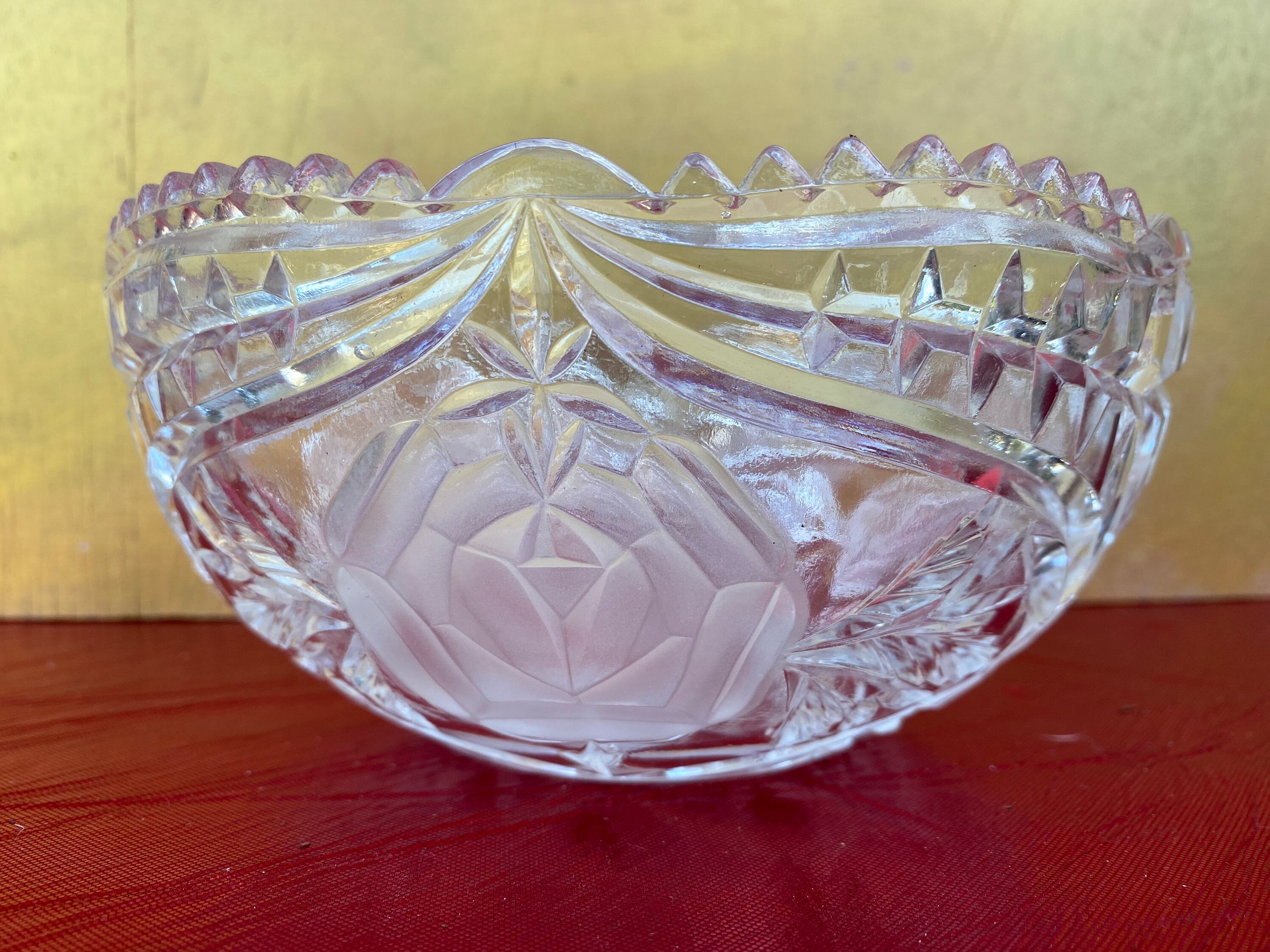 Vintage Clear Glass BowlFrosted Rose BowlDecorative | Etsy