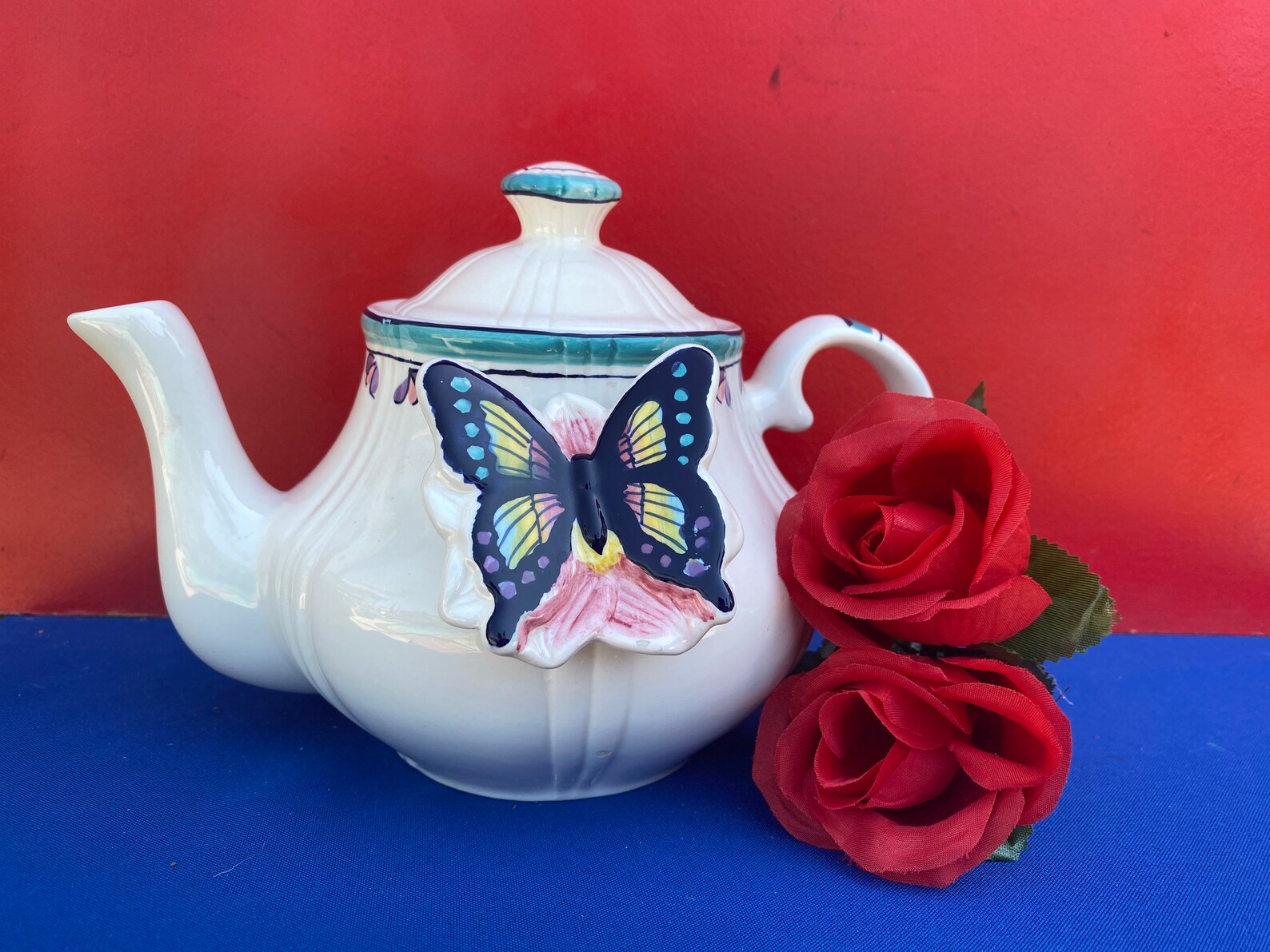 1998 CBk LTD TeapotButterfly TeapotVintage Ceramic Etsy