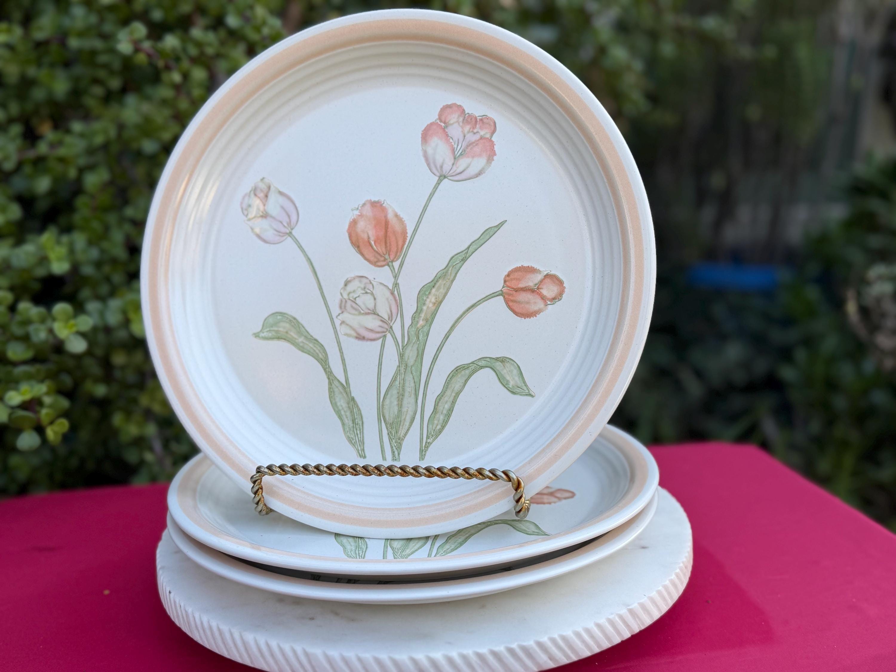 Vintage Baker Hart Stuart Tulip Dinner Plate Set - Made in Japan