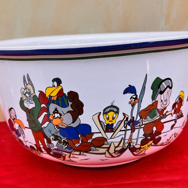 Vintage Looney Valley Ski Lodge Bowl: Large Character Serving Dish