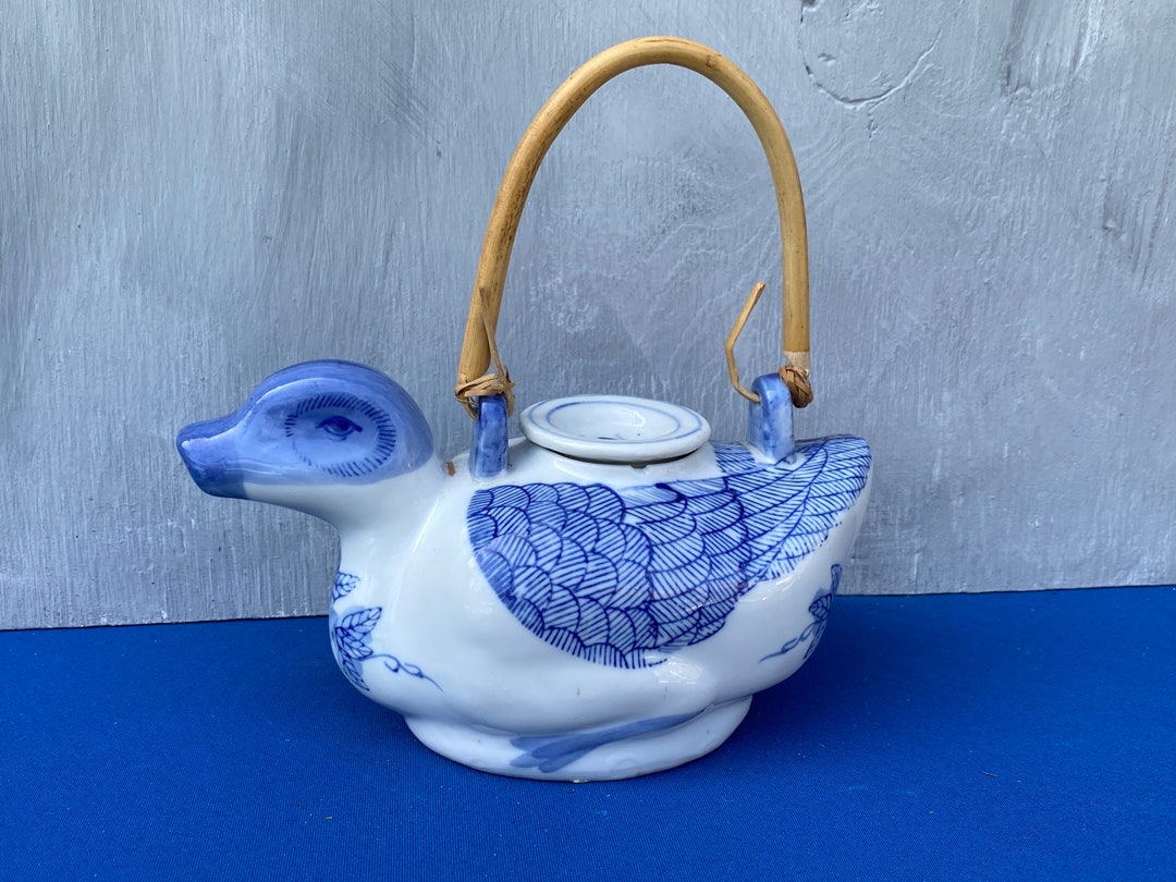Rare Asian Teapot,blue & White Teapot,duck Teapot,rare Duck Teapot