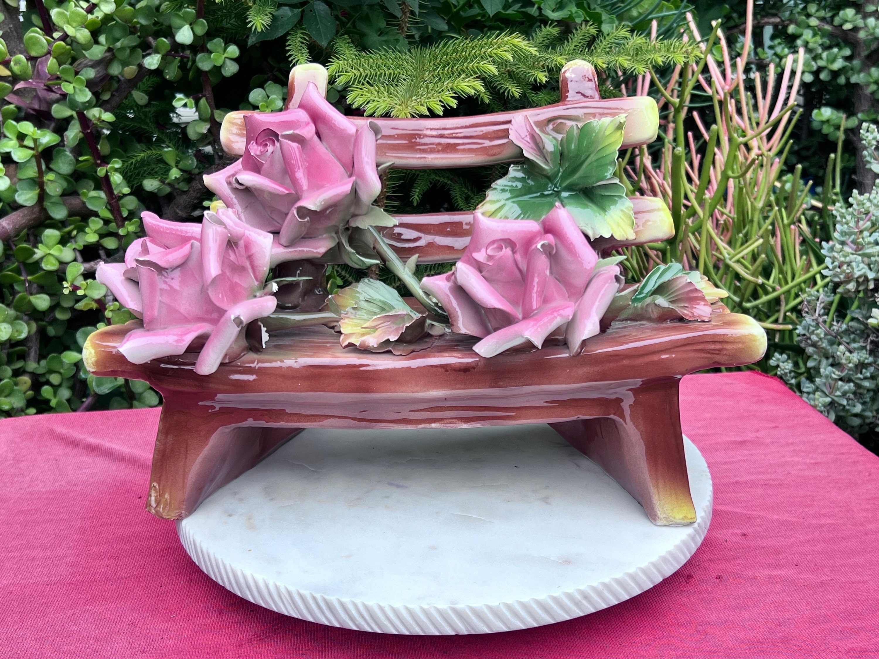 Capodimonte Floral Porcelain Bench: Made in Italy Garden Bench - Etsy