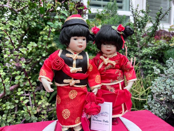 Duck House Heirloom Porcelain Dolls,asian Couple Doll,decorative Doll, porcelain Children Doll,asian Children Doll Figurine - Etsy