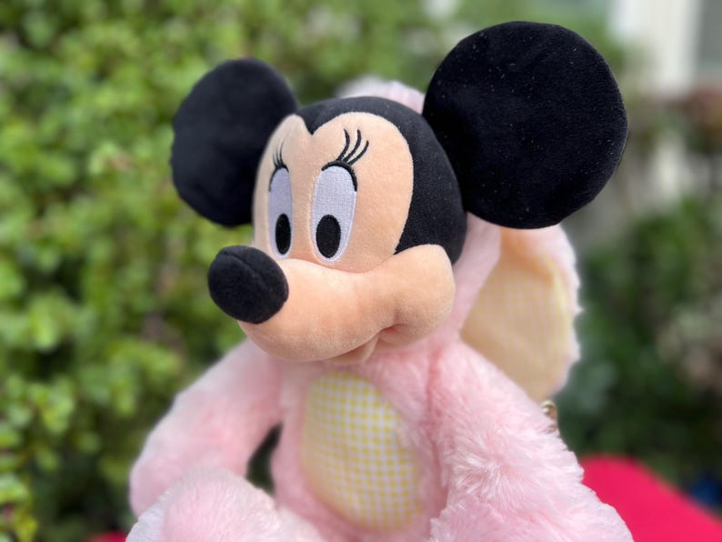 Easter Minnie Mouse Plush Toy, Disney Bunny, Pink Yellow Minnie image 2