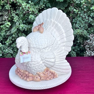 Turkey Ceramic Cookie Jar,Heratige Harvast Cookie Jar,Thanksgivings Cookie Jar,Decorative Cookie Jar,Large Cookie Jar,Holiday Cookie Jar