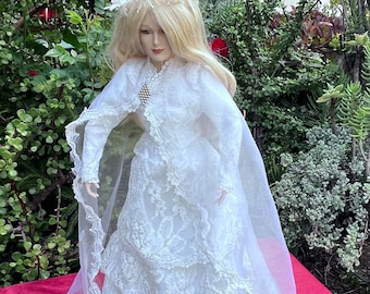 Vintage House of Lloyd Porcelain Snow Queen Doll, 20" Display Doll