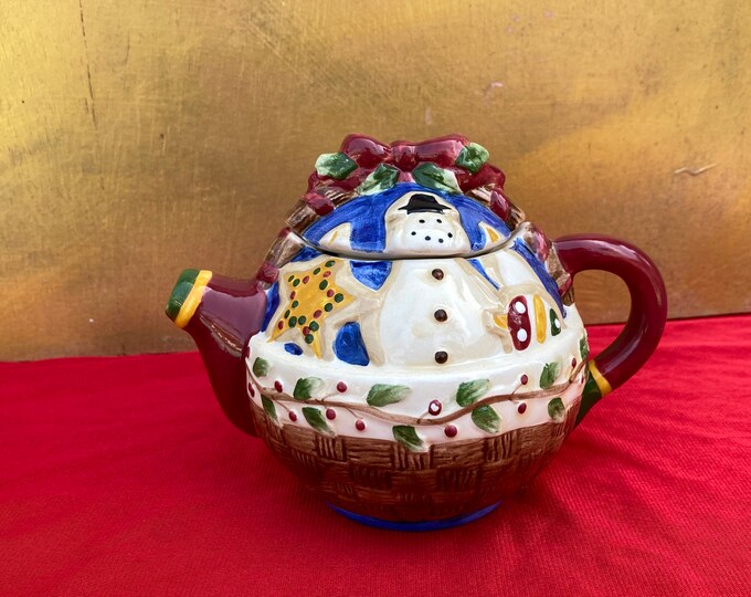 Sakura Debbie Mumm Teapotchristmas Basketmini Teapot Etsy