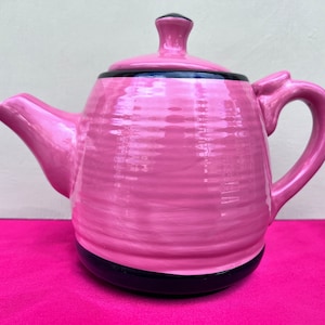 Pink & Black Teapot,Large Teapot,Decorative Teapot,Unique Teapot,Rare Teapot,Pink Teapot,Black Teapot,Drinkware Teapot,Teapot Gift