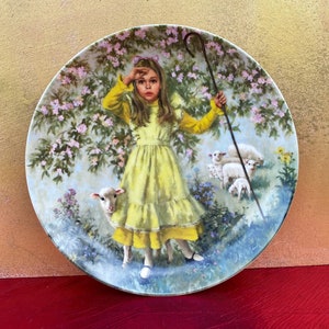 Vintage &quot;Little Bo Peep&quot; Porcelain Plate, 1983 Mother Goose Series