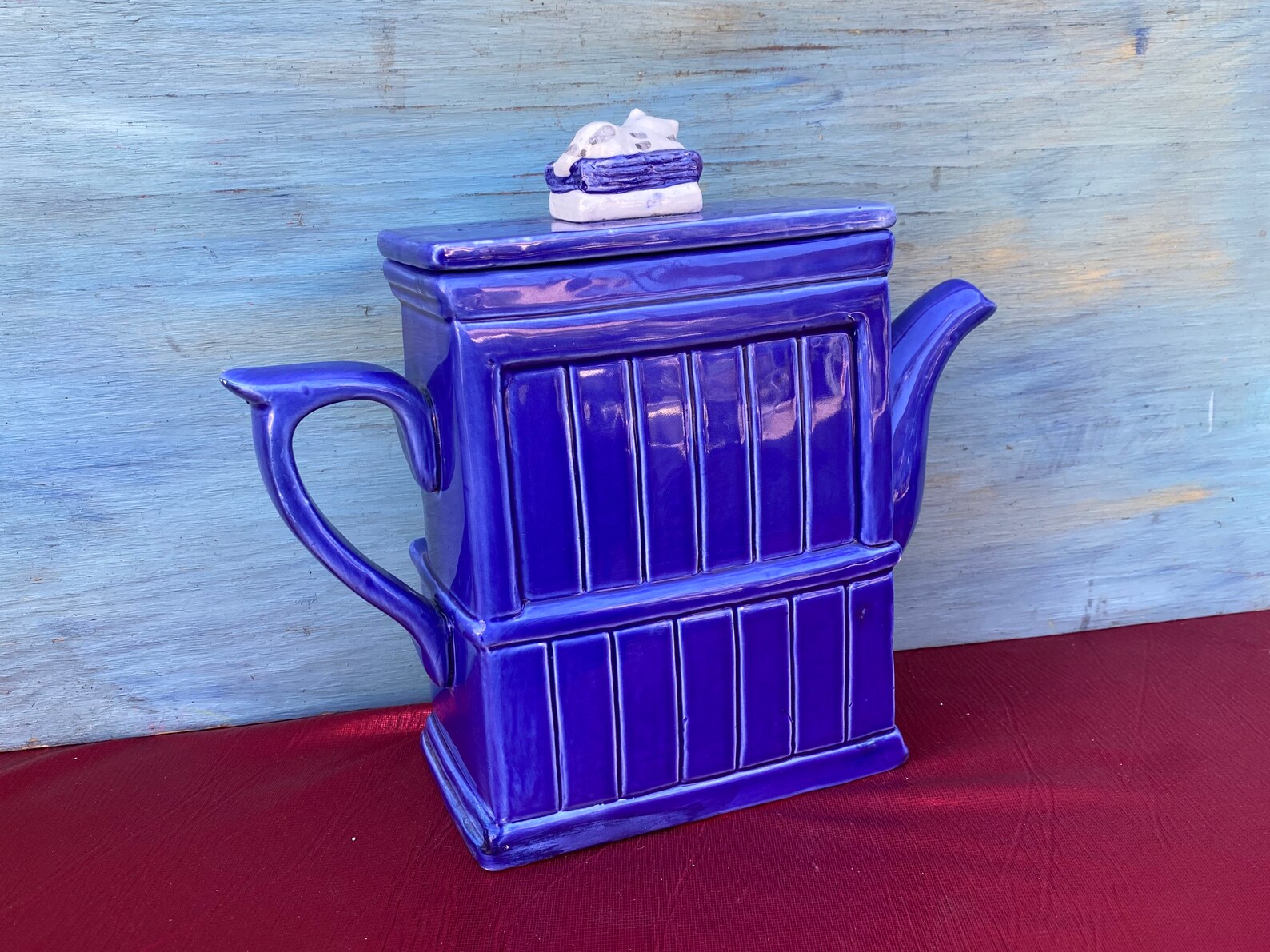 Beautiful Teapot Cardinal Incblue Teapotdecorative Etsy