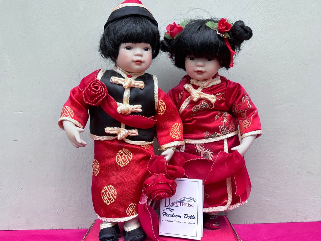 Duck House Heirloom Porcelain Dolls asian Couple Doll decorative Doll porcelain Children Doll asian Children Doll Figurine Etsy