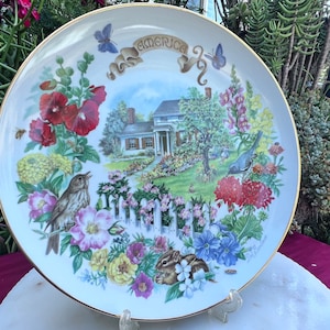Recco Garden of Beauty Plate Collection,&quot;New England Garden&quot;by Dot Barlowe  Decorative Plate,Collectible Plate,English Country Garden