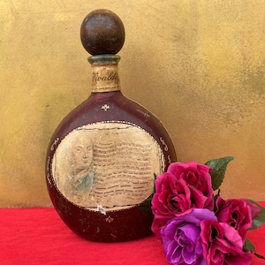 Vintage Fausto Conturi Bottle,Genuine Leather Italy,Vivaldi Bottle,Decorative Bottle,Collector Bottle,Collectible Bottle,Gift Idea,Bottle