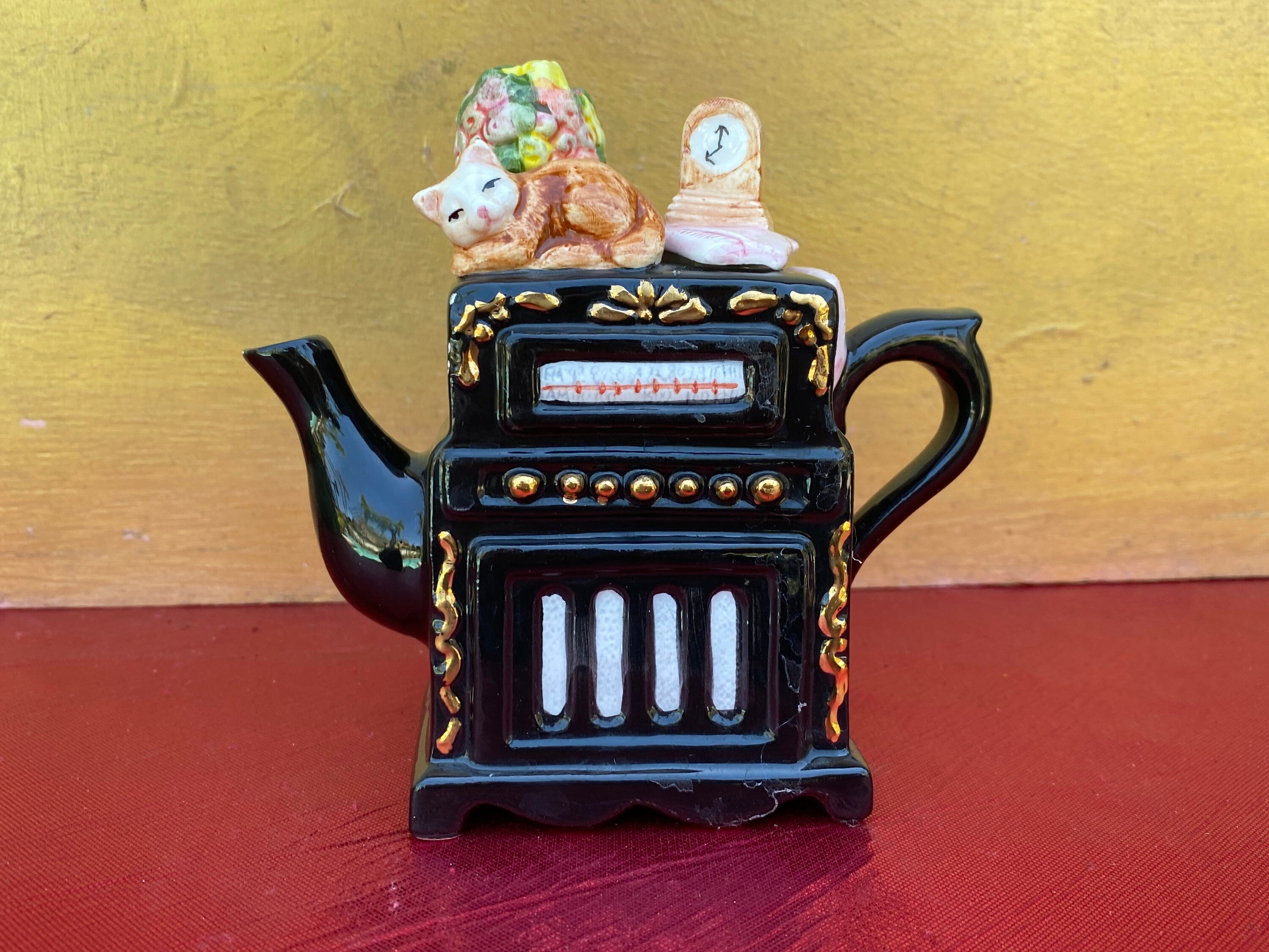 Adorable Cardinal Inc Piano TeapotMini Black Gold TeapotCute Etsy