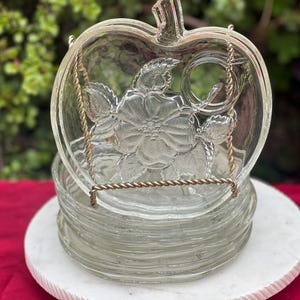 Apple Shaped Glass Snack Plate,Vintage Atlas Hazel Plate,Set of 8 Plate,Glassware Dinniware,Snack  Dinneware,Glassware Tableware,Gift