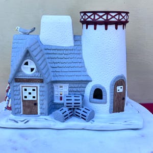 Vintage Partylite Stoney Harbor Lighthouse Candle Holder,Decorative Lighthouse,Large Lighthouse Candle Holder,