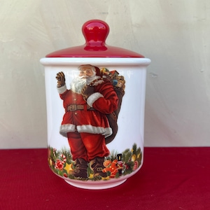 Santa Clause Canister,Holiday Canister,Christmas Canister,Santa Cookie Jar,Made in Italy Ceramica Cuore,Decorative Cookie Jar,Rare Canister