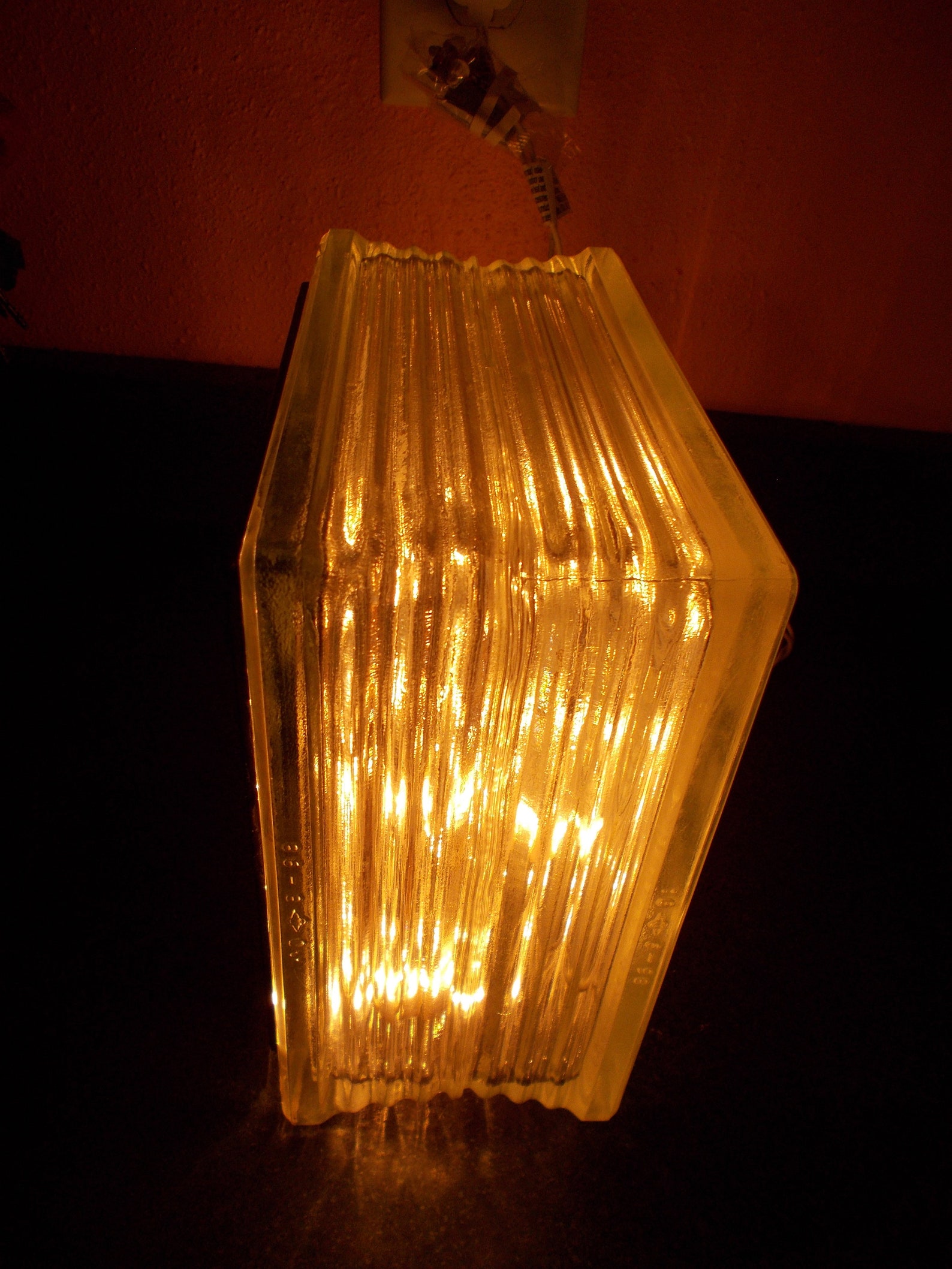Nebraska Reclaimed Glass Block Light/nightlight Leaded Stained Etsy