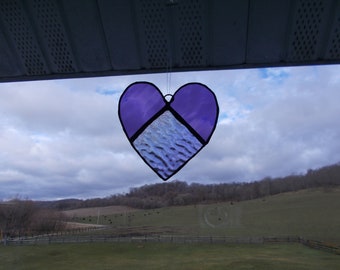 Stained Glass Purple Heart Sun Catcher