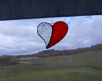 Stained Glass Heart Sun Catcher