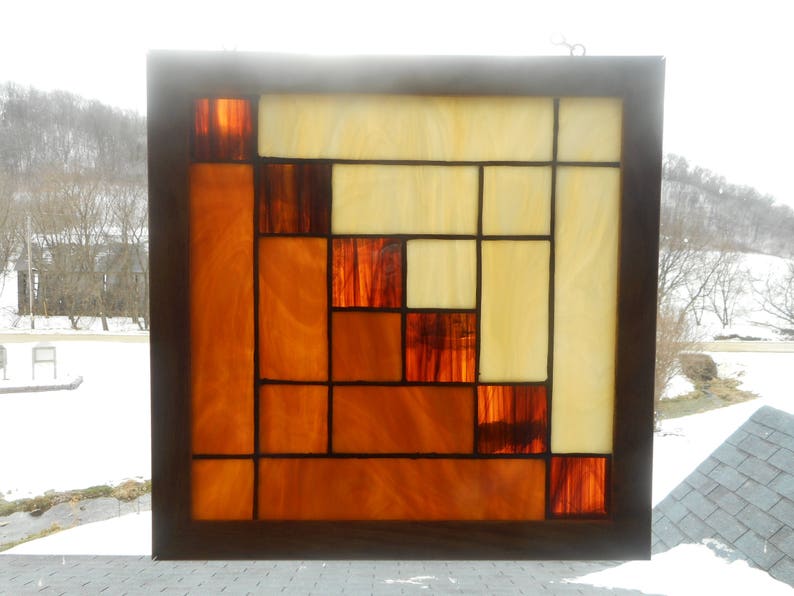 Log Cabin Quilt Pattern Beautiful Stained Glass UNFRAMED Etsy