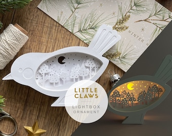 Lightbox "Little Bird" - Night Light, Unique Gift, Ornament, Home decor, Nursery decor, Decorative Papercut, Shadowbox, Eco Friendly