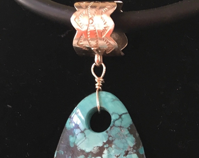 Turquoise Pendant Sterling Silver Large Bale