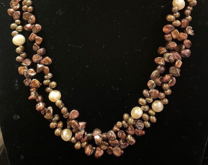 Long Copper Pearl 50 inch Necklace