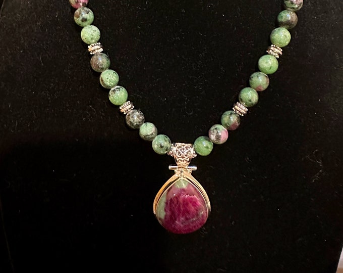Ruby Zoisite Sterling Silver Pendant Necklace