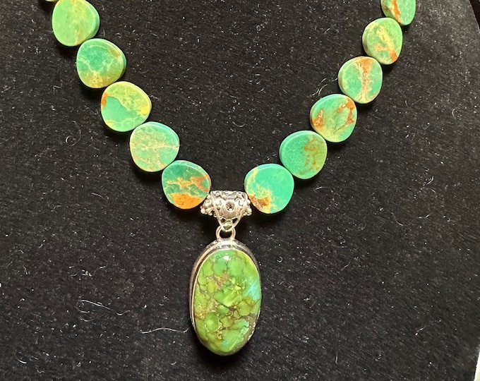Green Turquoise Pendant Necklace