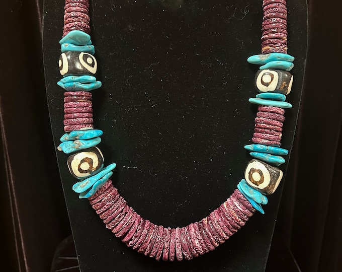 Purple Spiny Turquoise Batik Necklace