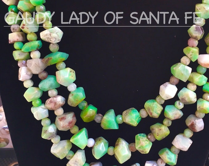 Chrysoprase Nugget Necklace 3 Strand