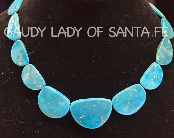 Turquoise Choker Petals of Bright Blue High Grade Turquoise