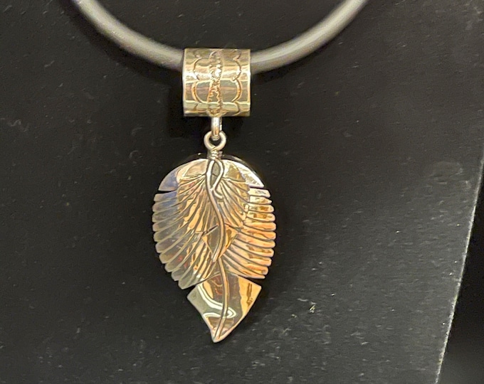 Sterling Feather Pendant Necklace Large Bail, No Cord