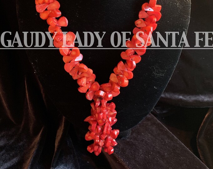 Coral Necklace Teardrops Dangle in Bamboo Coral