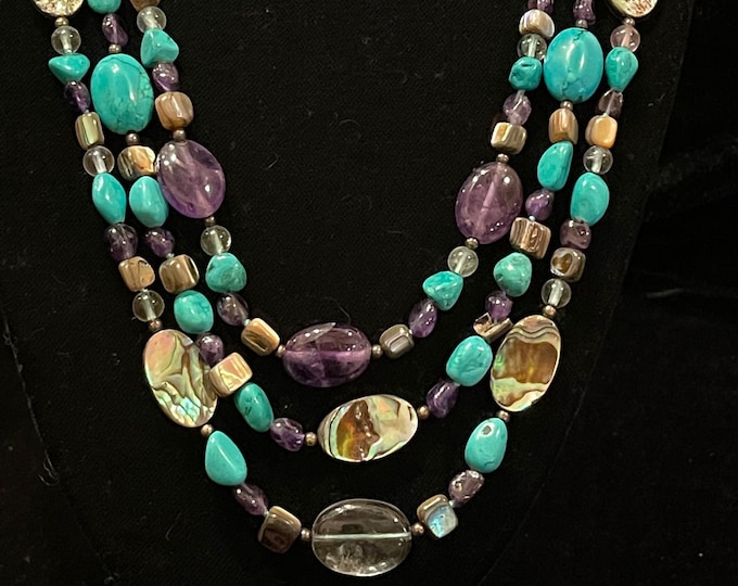 Amethyst Abalone Turquoise 3 Strand