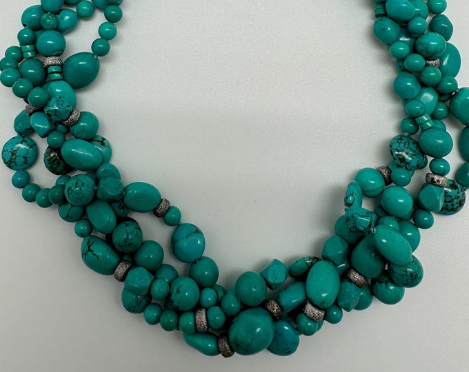 Turquoise Four Strand Multi Shape Stones