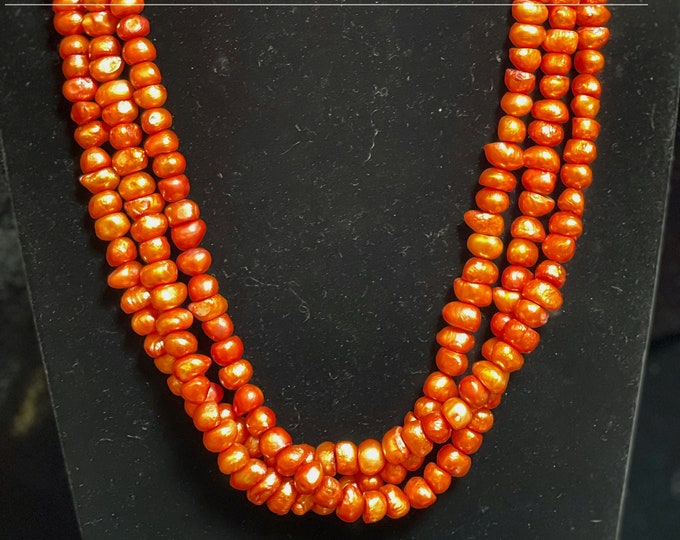 Orange Pearls Three Strand Southwest Design