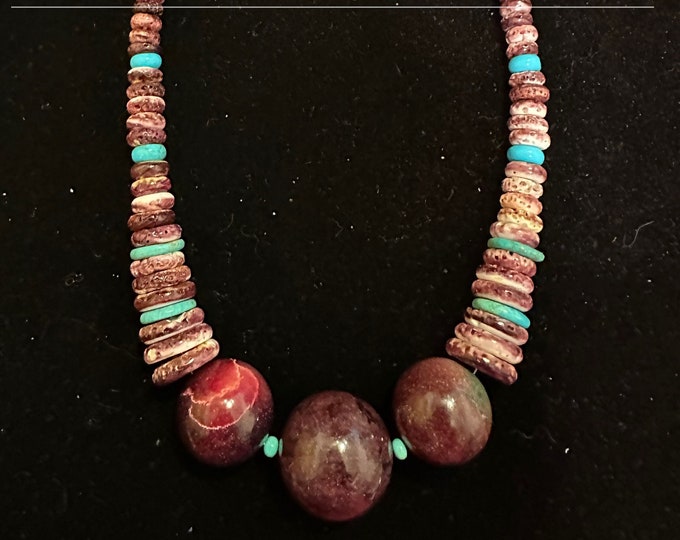 Purple Spiny Oyster Turquoise Necklace and 3 Purple Stone Boulders