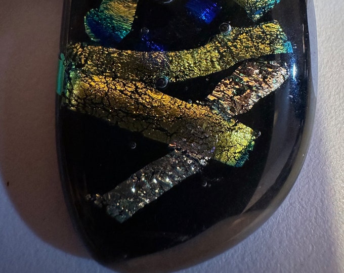 Black Onyx Dichroic Glass Pendant and Barrels