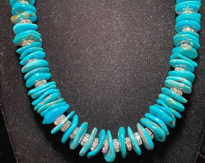 Turquoise and Rhinestone Necklace