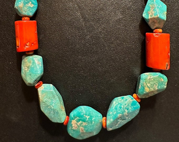 Chunky Turquoise Coral Necklace